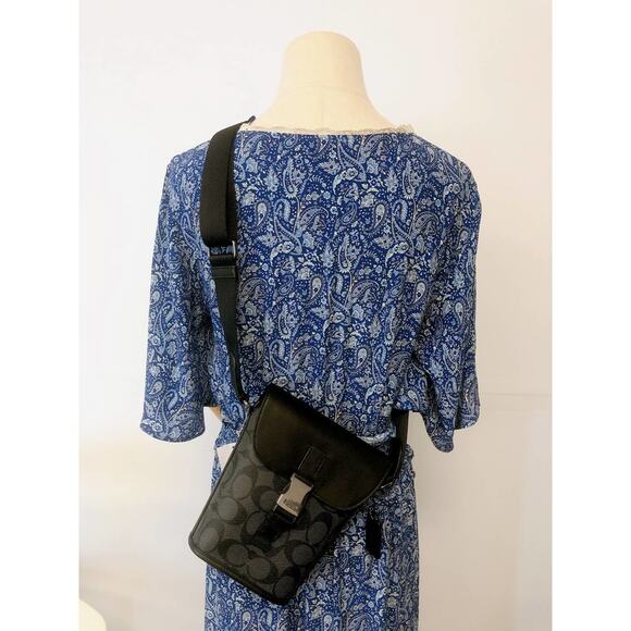 Coach C3134 Track Small Flap Crossbody In Signature Canvas In Gunmetal/Charcoal - Picture 1 of 9